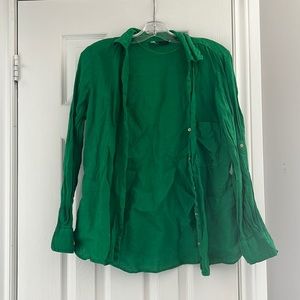 Green ZARA poplin shirt
